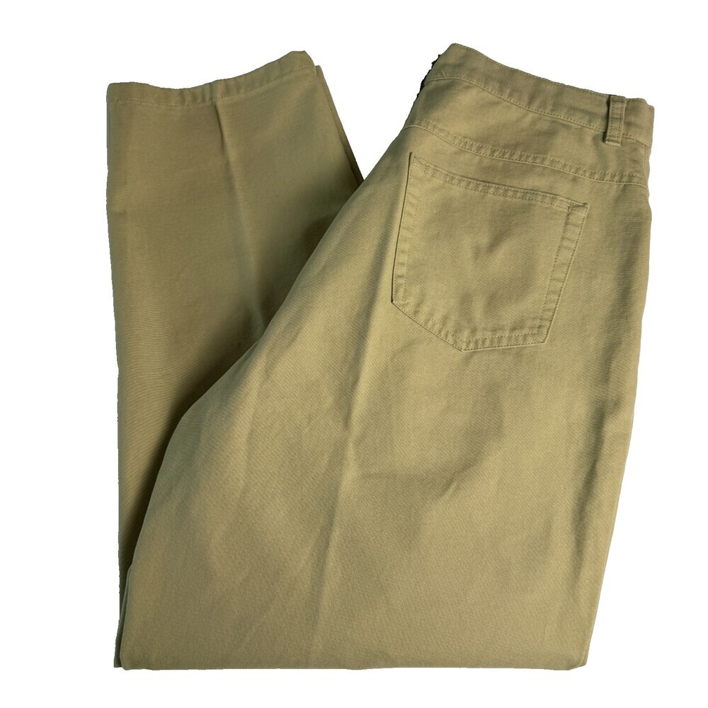 L.L. Bean Women's Sz 14 Khaki Pants Flat Front Tapered Leg Tan Slacks 29" Inseam
